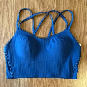 ❤️ Lululemon Like a Cloud Ribbed Longline Bra Size 8 Pitch Blue NWOT
